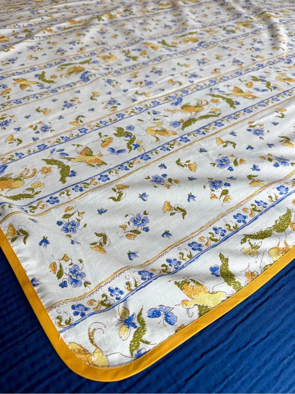 French Moustiers Provence Tablecloth Birds Floral Provencal Cotton Table Cover